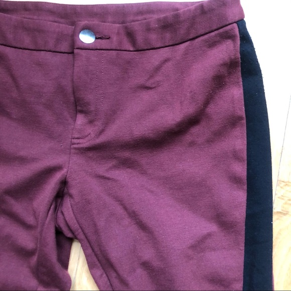 INC Maroon button leggings black tuxedo stripe - Picture 3 of 4